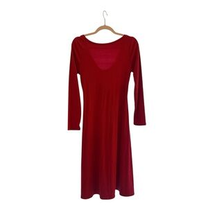 NWT MODCLOTH Red Ribbed A-Line Long Sleeve Low Back Dress size L
